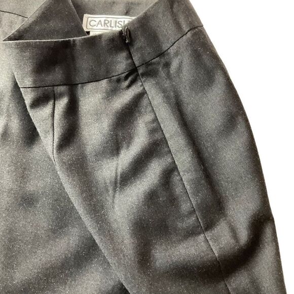 Carlisle Maxi Skirt A Line Wool Black Lined Side Zipper Front Back Slits 14 - Picture 7 of 12